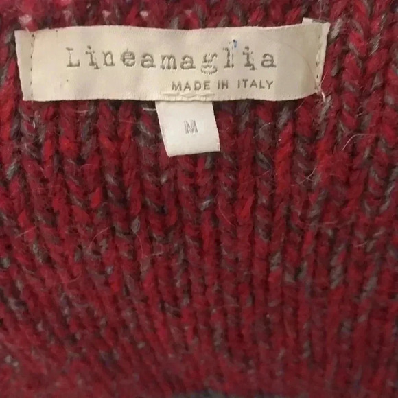 Lineamaglia Red Grey/Multi Zig Zag Waterfall Cardigan, Size M Made in Italy - Picture 6 of 8